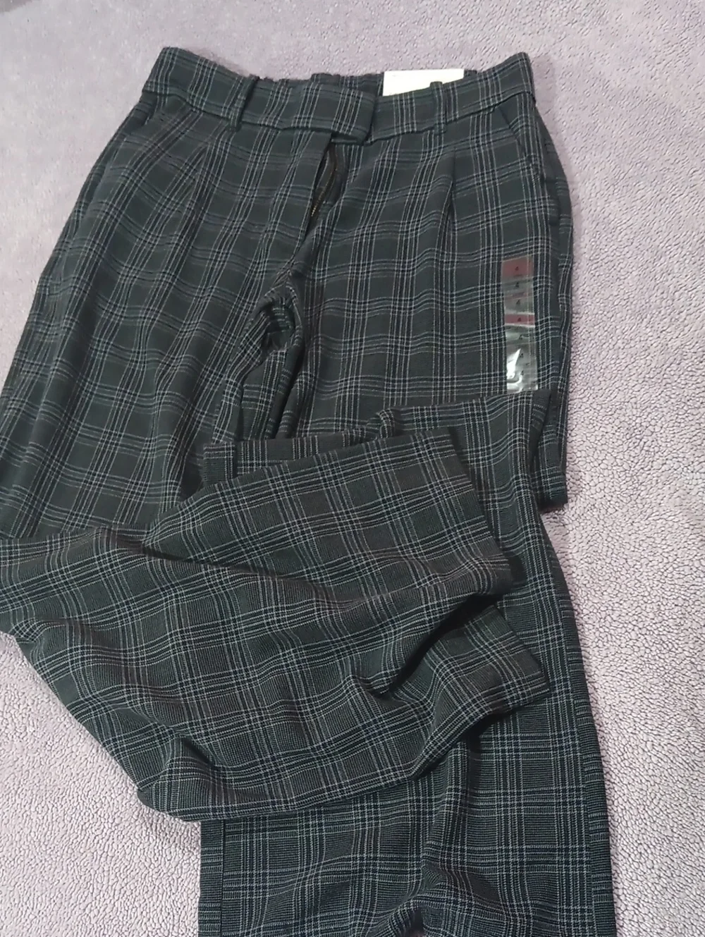 American Eagle Outfitters Dark Green Plaid Straight-Leg Pants